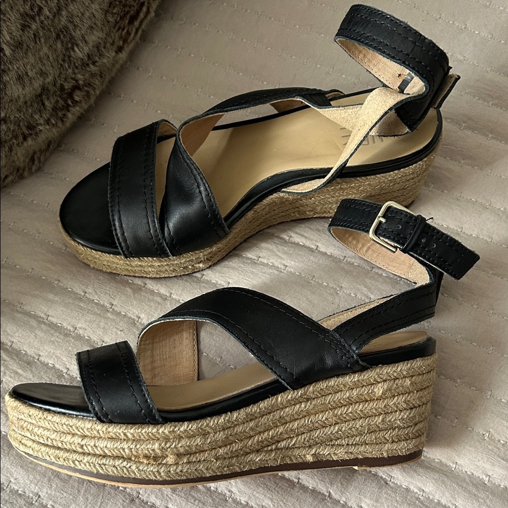 Naturalizer Black Wedge Sandals